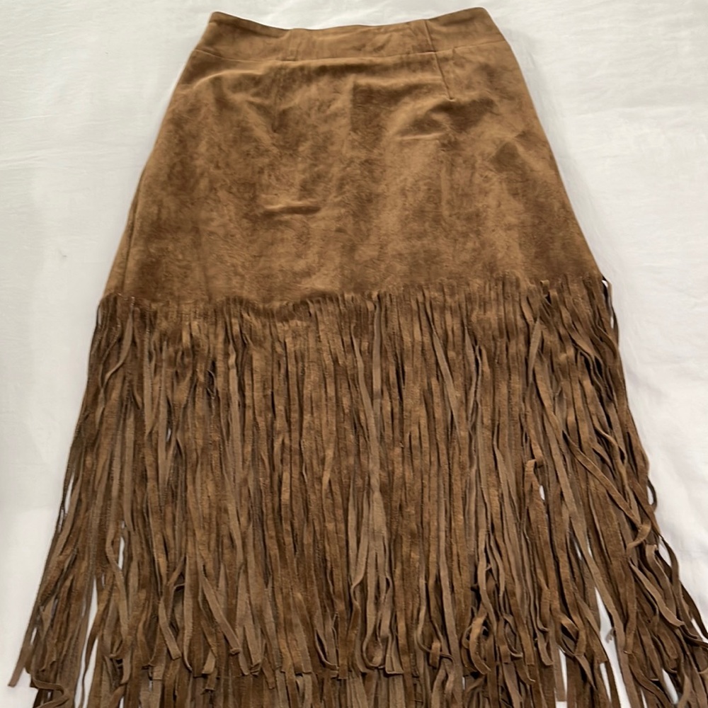 J.O.A. Suede fringe skirt